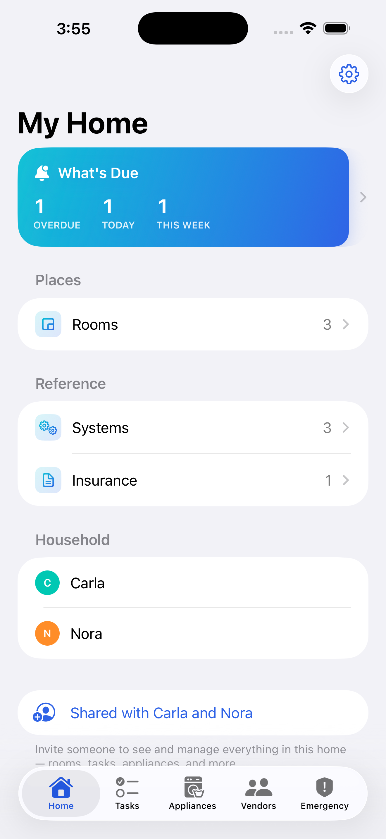 Steward Home hub screen